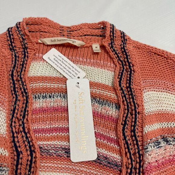 NWT Soft Surroundings Emberglow Stripes Cardigan Sweater Size Medium New - Picture 4 of 11